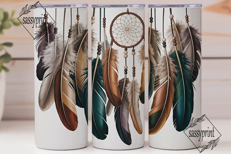 Boho Dreamcatcher Feather 20oz Tumbler Sublimation sassyprint 