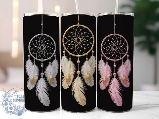 Boho Dreamcatcher Feather Tumbler, Boho Tumbler Wrap, 20Oz Sublimation Design, Native Inspired Drinkware, Spiritual Coffee Cup, Feather Tumbler Design, Bohemian Style Mug Sublimation ToriDesigns 