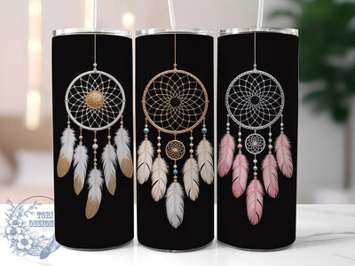 Boho Dreamcatcher Feather Tumbler, Boho Tumbler Wrap, 20Oz Sublimation Design, Native Inspired Drinkware, Spiritual Coffee Cup, Feather Tumbler Design, Bohemian Style Mug Sublimation ToriDesigns 