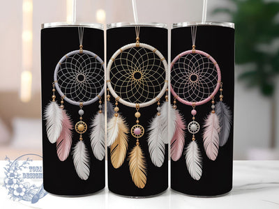 Boho Dreamcatcher Feather Tumbler, Boho Tumbler Wrap, 20Oz Sublimation Design, Native Inspired Drinkware, Spiritual Coffee Cup, Feather Tumbler Design, Bohemian Style Mug Sublimation ToriDesigns 