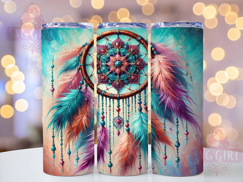 Boho Dreamcatcher Floral 20oz Tumbler, Dreamcatcher Design, Floral Tumbler Wrap, Butterfly Decor, 20oz Sublimation, Bohemian Gift, Custom Tumbler Sublimation SvggirlplusArt 