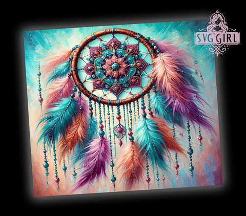 Boho Dreamcatcher Floral 20oz Tumbler, Dreamcatcher Design, Floral Tumbler Wrap, Butterfly Decor, 20oz Sublimation, Bohemian Gift, Custom Tumbler Sublimation SvggirlplusArt 