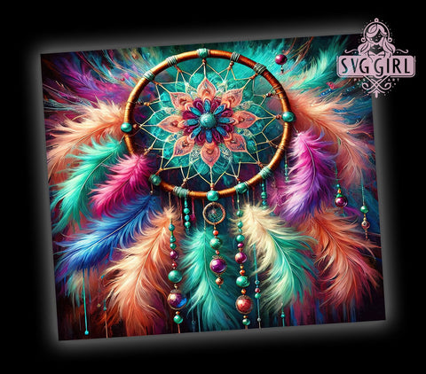 Boho Dreamcatcher Floral 20oz Tumbler, Dreamcatcher Design, Floral Tumbler Wrap, Butterfly Decor, 20oz Sublimation, Bohemian Gift, Custom Tumbler Sublimation SvggirlplusArt 