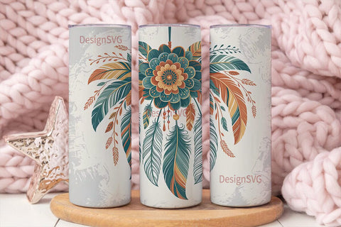 Boho Dreamcatcher Floral 20oz Tumbler Sublimation DesignSVG 