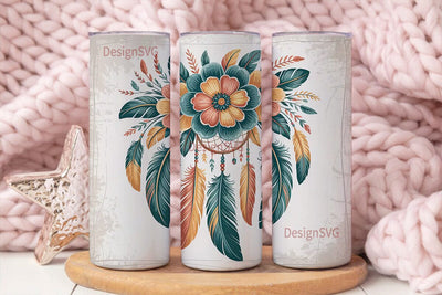 Boho Dreamcatcher Floral 20oz Tumbler Sublimation DesignSVG 