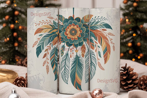 Boho Dreamcatcher Floral 20oz Tumbler Sublimation DesignSVG 