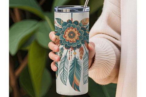 Boho Dreamcatcher Floral 20oz Tumbler Sublimation DesignSVG 