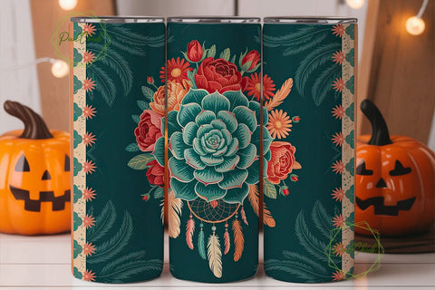 Boho Dreamcatcher Floral 20oz Tumbler Sublimation PixelChick 