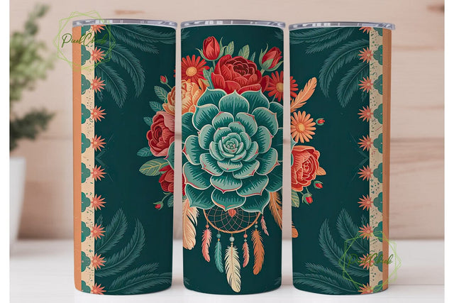 Boho Dreamcatcher Floral 20oz Tumbler Sublimation PixelChick 
