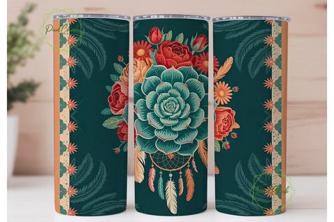 Boho Dreamcatcher Floral 20oz Tumbler Sublimation PixelChick 