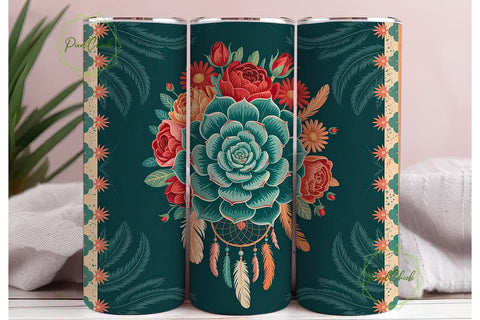 Boho Dreamcatcher Floral 20oz Tumbler Sublimation PixelChick 