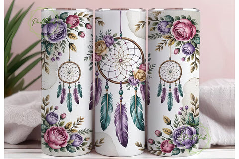 Boho Dreamcatcher Floral 20oz Tumbler Sublimation PixelChick 