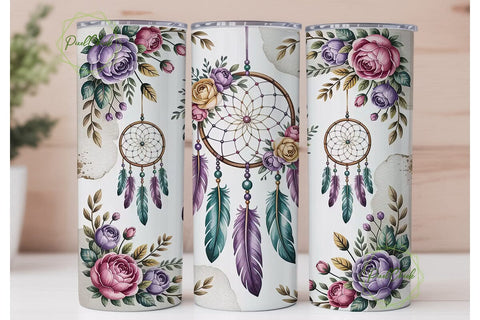Boho Dreamcatcher Floral 20oz Tumbler Sublimation PixelChick 