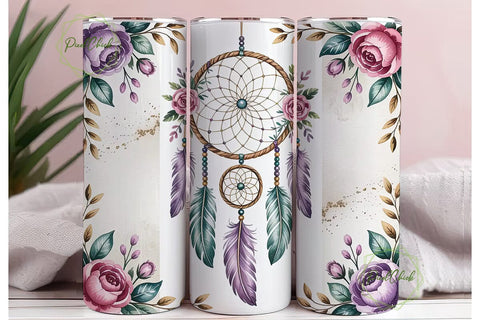 Boho Dreamcatcher Floral 20oz Tumbler Sublimation PixelChick 