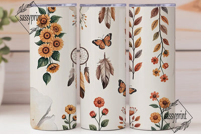 Boho Dreamcatcher Floral Tumbler Wrap Sublimation sassyprint 