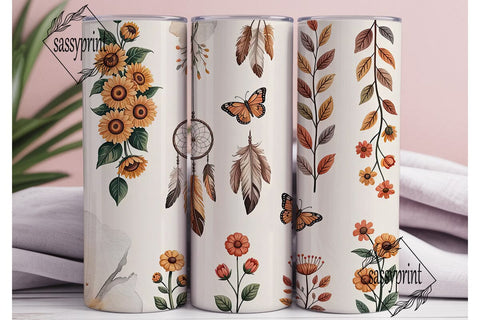 Boho Dreamcatcher Floral Tumbler Wrap Sublimation sassyprint 