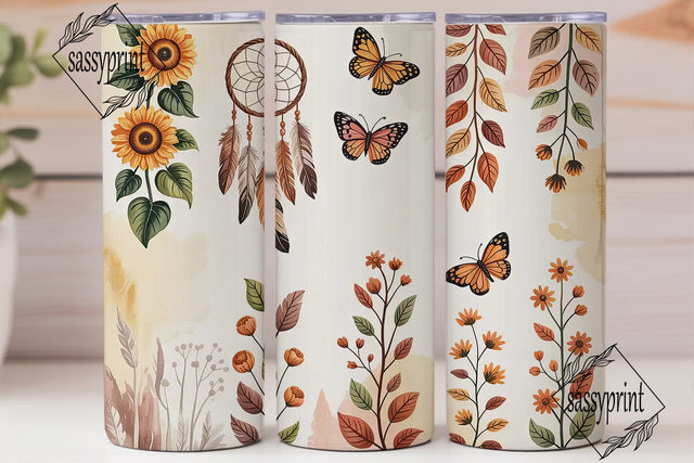 Boho Dreamcatcher Floral Tumbler Wrap Sublimation sassyprint 