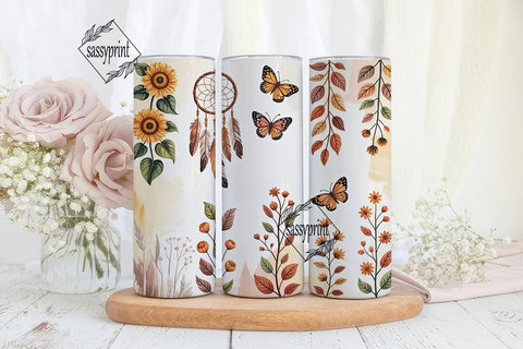 Boho Dreamcatcher Floral Tumbler Wrap Sublimation sassyprint 