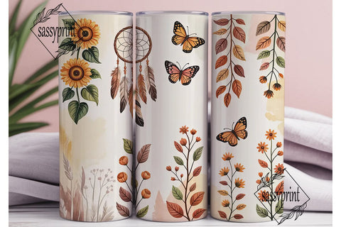 Boho Dreamcatcher Floral Tumbler Wrap Sublimation sassyprint 
