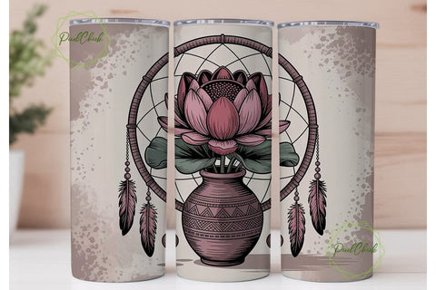 Boho Dreamcatcher Lotus 20oz Tumbler Sublimation PixelChick 