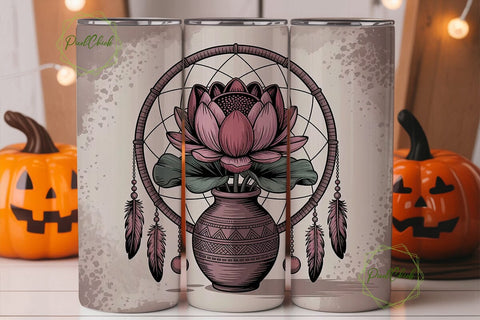 Boho Dreamcatcher Lotus 20oz Tumbler Sublimation PixelChick 