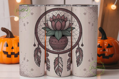 Boho Dreamcatcher Lotus 20oz Tumbler Sublimation PixelChick 