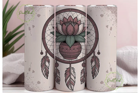 Boho Dreamcatcher Lotus 20oz Tumbler Sublimation PixelChick 