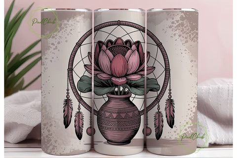 Boho Dreamcatcher Lotus 20oz Tumbler Sublimation PixelChick 