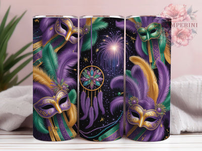 Boho Dreamcatcher Mardi Gras Tumbler, Carnival Boho Wrap, Festive Party Cup, 20oz Sublimation Wrap, New Orleans Celebration Tumbler, Colorful Dreamcatcher Design Cup, Mardi Gras Bohemian Theme Wrap Sublimation Li Zamperini 