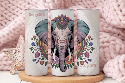Boho Elephant Mandala 20oz Tumbler Wrap Sublimation DesignSVG 
