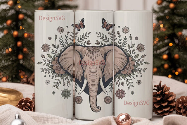 Boho Elephant Mandala 20oz Tumbler Wrap Sublimation DesignSVG 