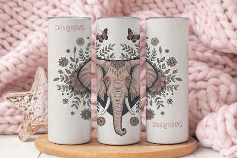 Boho Elephant Mandala 20oz Tumbler Wrap Sublimation DesignSVG 