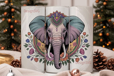 Boho Elephant Mandala 20oz Tumbler Wrap Sublimation DesignSVG 