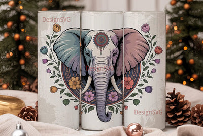 Boho Elephant Mandala 20oz Tumbler Wrap Sublimation DesignSVG 