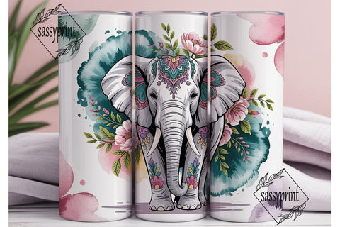 Boho Elephant Mandala 20oz Tumbler Wrap Sublimation sassyprint 