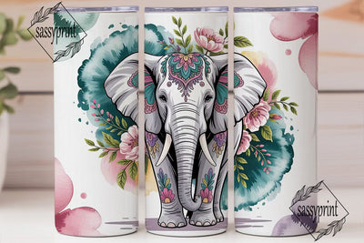 Boho Elephant Mandala 20oz Tumbler Wrap Sublimation sassyprint 