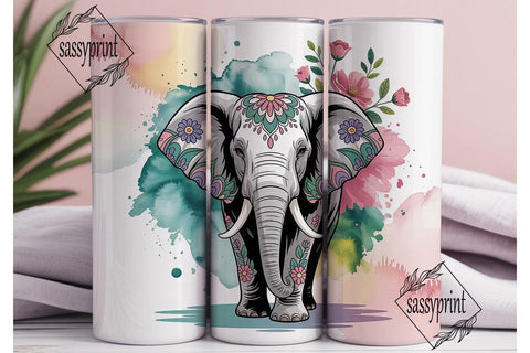 Boho Elephant Mandala 20oz Tumbler Wrap Sublimation sassyprint 