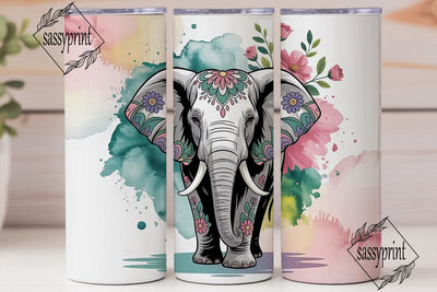 Boho Elephant Mandala 20oz Tumbler Wrap Sublimation sassyprint 