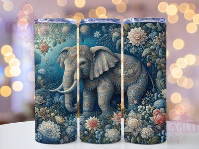 Boho Elephant Tumbler Wrap, Floral Elephant Tumbler, Boho Safari Decor, Blue Tumbler Wrap, Sublimation Design, 20oz Tumbler, Elephant Lover Gift, Tropical Drinkware Sublimation SvggirlplusArt 