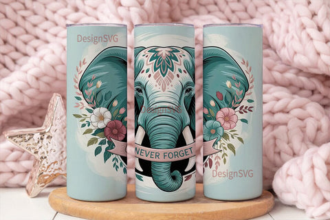 Boho Elephant Tumbler Wrap Sublimation DesignSVG 