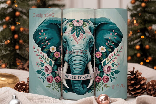 Boho Elephant Tumbler Wrap Sublimation DesignSVG 