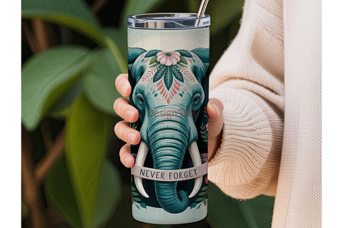 Boho Elephant Tumbler Wrap Sublimation DesignSVG 