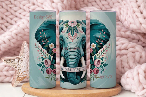 Boho Elephant Tumbler Wrap Sublimation DesignSVG 