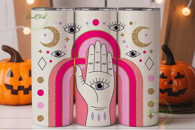 Boho Evil Eye Tumbler Wrap PNG Sublimation PixelChick 