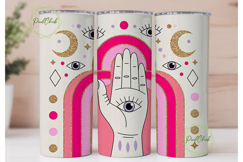 Boho Evil Eye Tumbler Wrap PNG Sublimation PixelChick 