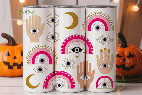 Boho Evil Eye Tumbler Wrap PNG Sublimation PixelChick 