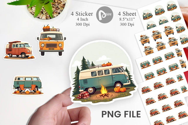 Boho Fall Camper Sticker Sublimation artnoy 