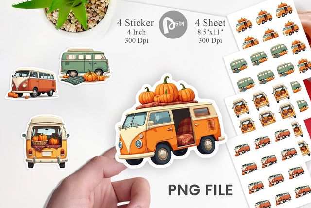 Boho Fall Camper Sticker Sublimation artnoy 