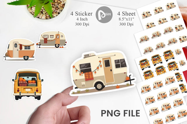 Boho Fall Camper Sticker Sublimation artnoy 