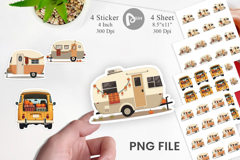 Boho Fall Camper Sticker Sublimation artnoy 